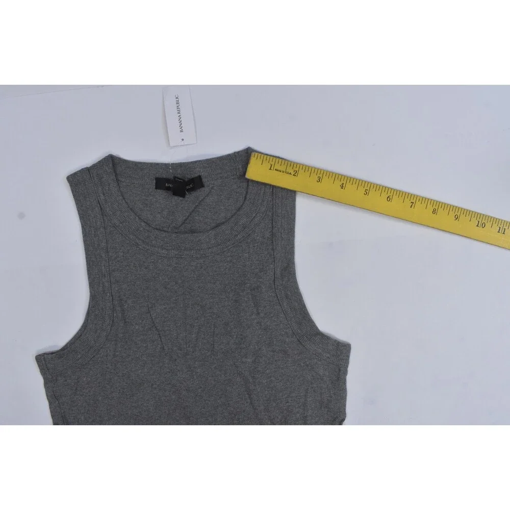 Banana Republic Tank Top Mens Small Gray Ribbed Cotton Jersey Undershirt Stretch